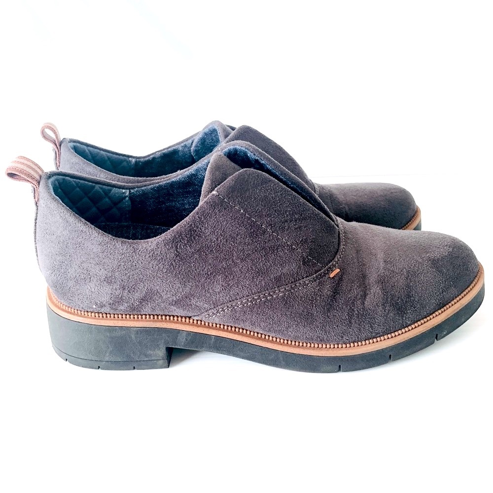 Dr Scholls Womens Glisten Be Free Microsuede Slip-on Loafers Size 7.5 Gray